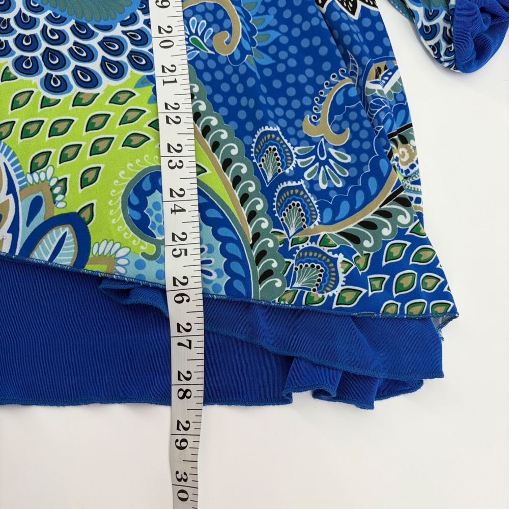 Slinky Brand Womens 3X Blue Paisley Open Front Layered Cardigan Jacket USA Made - Picture 5 of 5